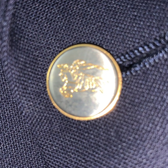 Burberry’s Size 48 L US Blazer in Navy Blue and Gold Buttons. - Picture 8 of 16